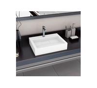 vidaXL Lavabo 60 x 38 x 11 cm Fonte minérale marbre blanc
