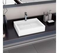 vidaXL Lavabo 60 x 38 x 11 cm Fonte minérale marbre blanc