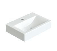 Lavabo à poser carré en céramique blanc 45,5 x 33 x 10 cm sans trop-plein | Petit lavabo d'angle avec trou de robinet, blanc, bord ultra fin, nombreuses possibilités de montage