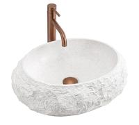 Rea Mika lavabo 50x38 cm ovale à poser blanc-gris/pierre mat REA-U7350