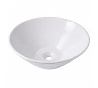 Lavabo à poser Relaxdays, sans perçage, 15 x 41,5 cm, blanc | sans trop-plein, céramique, effet lotus, lavabo rond, pour petites salles de bains & WC invités