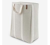 Lavabo à rayures – Lavabo pliable avec poignées – Compact et léger – Gris/blanc – 25 x 40 x 55 cm
