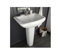 vidaXL Vasque à poser avec colonne céramique blanche 580x470x200 mm