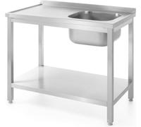 Lavabo avec étagère, vissé, profondeur 600 mm, HENDI, Profi Line, centré, 600 x 600 x (H) 850 mm