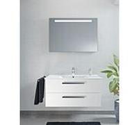 Lavabo avec meuble sous-vasque Artiqua Série 843 100 cm 843B231026 avec armoire de toilette LED, ensemble vasque, 1000 x 482 x 430 mm, blanc haute brillance