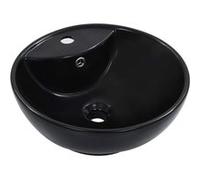 vidaXL Lavabo 46,5 x 18 cm avec trop-plein Céramique noire
