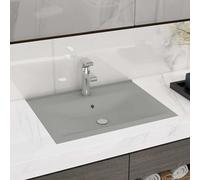 Lavabo avec Trou de Robinet Crème Mat Céramique Vasque Lave-mains vidaXL