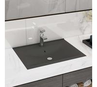 Lavabo avec Trou de Robinet Crème Mat Céramique Vasque Lave-mains vidaXL