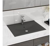 vidaXL Lavabo de luxe – trou pour robinet, céramique gris foncé mat, 60x46 cm