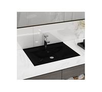 vidaXL Lavabo de luxe avec trou de robinetterie noir mat 60x46 cm Céramique