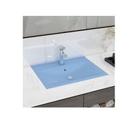 vidaXL Lavabo de luxe avec trou de robinetterie bleu clair mat 60x46 cm Céramique