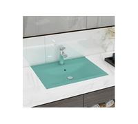 vidaXL Lavabo de luxe avec trou pour robinetterie Vert clair mat 60x46 cm Céramique