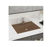 vidaXL Lavabo de luxe avec trou pour robinet Crème mat 60x46 cm Céramique