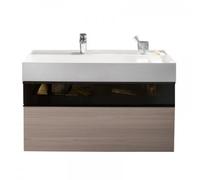 Lavabo burgbad Yumo avec meuble sous-lavabo, largeur : 1015mm, poignée G0179, avec cadre frontal en aluminium, éclairage LED inclus, SFMX102F3726C0001, Couleur: Gris basalte Mélaminé Mat / Gris basalt