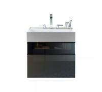 Lavabo burgbad Yumo avec meuble sous-lavabo, largeur : 665mm, poignée G0179, avec éclairage LED, avec cadre frontal en aluminium, SFMX067F3193C0001, Couleur: Acrylique Blanc Brillant / Mélamine Blanc
