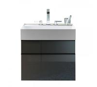 Lavabo burgbad Yumo avec meuble sous-lavabo, largeur : 665mm, poignée G0179, SFKN067F3193C0001, Couleur: Acrylique Blanc Brillant / Mélamine Blanc Brillant Brillant