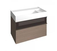 Lavabo burgbad Yumo avec meuble sous-lavabo, largeur : 815mm, poignée G0179, avec cadre frontal en aluminium, SFKL082F3725G0179, Couleur: Mélamine blanche mate / Mélamine blanche mate
