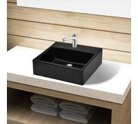 Lavabo Carré à Trou Robinet Céramique Blanc Toilette Lave-mains Vasque vidaXL