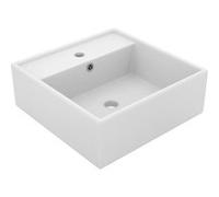 vidaXL Vasque de luxe carré à débordement Céramique blanc mat 41x41 cm