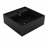 vidaXL Lavabo de luxe Débordement Carré Mat Gris clair 41x41 cm