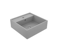 vidaXL Lavabo de luxe Débordement Carré Mat Gris clair 41x41 cm