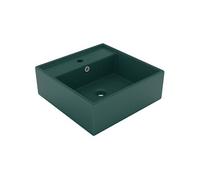 vidaXL - Lavabo carré de luxe à trop-plein mat 41x41 cm Vert foncé