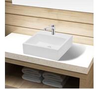 Lavabo carré en céramique - VIDAXL - Blanc - 380x300x115 mm - Trou de robinet 3,5 cm - Trou de vidange 4,5 cm