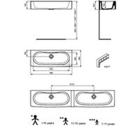 Lavabo collectif - IDEAL-STANDARD - Contour 21 - 100x40 - sans trop plein