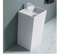 doporro Lavabo Colonne Rectangulaire Blanc Vasque sur Pied Solid Surface Lave Mains pour Salle de Bain 50x42x90cm Colossum34