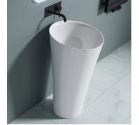 doporro Lavabo Colonne Rond Blanc Vasque sur Pied Solid Surface Lave Mains pour Salle de Bain 42x42x85cm Colossum33