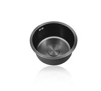 Lavabo Cuisine Rond,Petit Evier Cuisines Noir,éVier Cuisine,Evier Inox 1 Bac Avec Raccords de Vidange,pour Bateau,Camping,FaçOns D'Installer Sur Le Plan et Sous Plan (Ø 34cm)