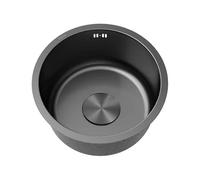 Lavabo Cuisines Rond,Petit Evier Cuisine Noir,éVier Cuisine,Mini Evier Inox 1 Bac Avec Raccords de Vidange,pour Bateau,Camping,FaçOns D'Installer Sur Le Plan et Sous Plan (Ø 36cm)