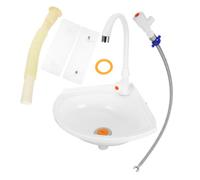 Lavabo d'Angle Blanc Triangulaire Mural Petit pour Salle de bain | Plastique et Acier Inoxydable, Format Compact pour Appartement, Entretien Facile, Coin Balcon