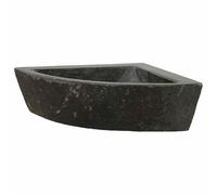 Lavabo d'angle gris 45 x 45 x 15 cm Pierre de rivière | Lavabo suspendu en pierre de rivière naturelle, design angulaire, pour intérieur et extérieur