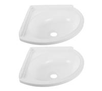 Lavabo d'Angle Mural Compact en Plastique Blanc 2 pièces | Forme Triangulaire, Support d'Angle, Design Flottant, pour Camping-Car, Locataires et Petits Espaces