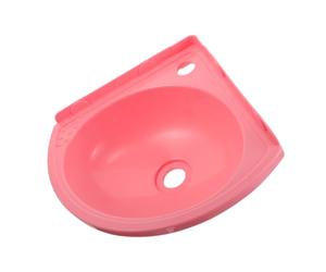 Lavabo d'Angle Suspendu en Plastique, Triangle Mural, rose | Format Compact 30,6x30,6x10,5cm, Trou 38mm, pour RV et Demi-Salles, Blanc