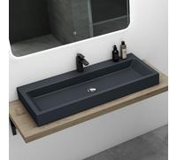 Lavabo de 100 cm, en résine minérale, finition anthracite mat, avec 1 trou pour robinet