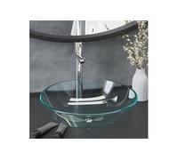 vidaXL Lavabo avec robinetterie et vidage verre trempé