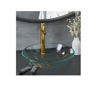 vidaXL Lavabo avec robinet et vidage en verre trempé
