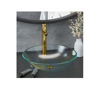 vidaXL Robinet de lavabo salle de bains avec garniture de vidage en verre mat