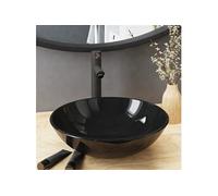 vidaXL Lavabo de salle de bains avec robinet et garniture d'écoulement noir