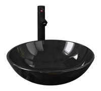Lavabo de bain avec robinet et drain à poussoir Verre trempé