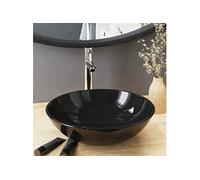 vidaXL Salle de bains Lavabo avec robinet Garniture d'écoulement noir