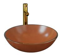 Lavabo de bain avec robinet et drain à poussoir Verre trempé