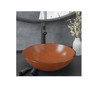 vidaXL Salle de bain lavabo avec robinet et vidage brun