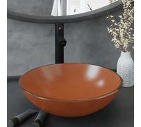 Lavabo de Bain avec Robinet et Drain à Poussoir Verre Trempé Vasque vidaXL