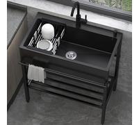 Lavabo de buanderie avec robinets, bac à linge autonome en acier inoxydable avec pieds réglables, évier de cuisine profond, pour buanderie, extérieur, garage, atelier