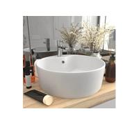 vidaXL Lavabo de luxe avec trop-plein Céramique blanc mat 36x13 cm