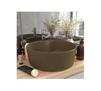 vidaXL Lavabo de luxe avec trop-plein Crème mat 36x13 cm Céramique