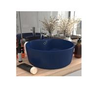 vidaXL Lavabo de luxe avec trop-plein Bleu foncé mat 36x13 cm Céramique